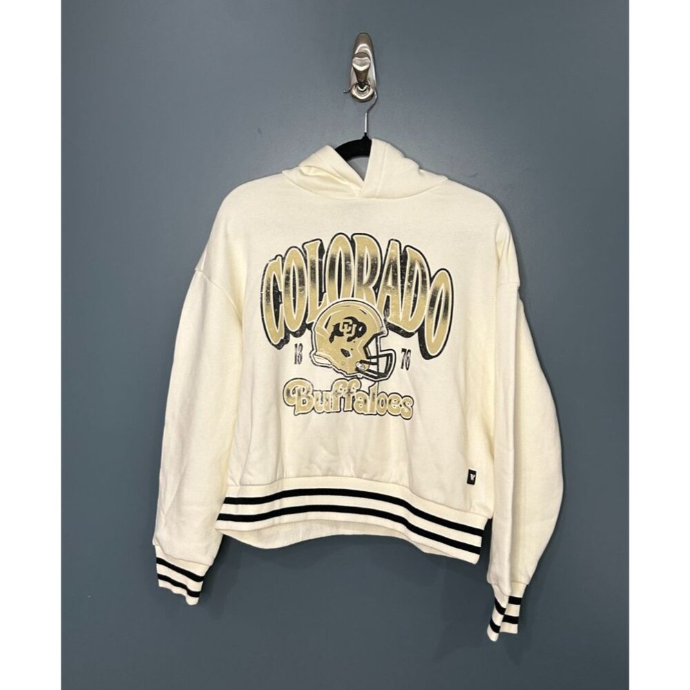 NWT NCAA Colorado Buffaloes Women's Cropped Hooded Sweatshirt - Oversized Small